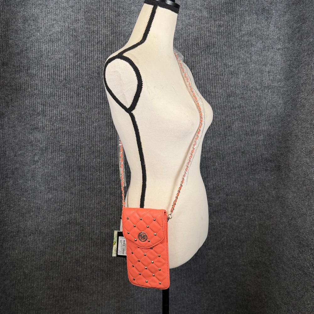 NWT Studio Badgley Mischka Phone Crossbody Bag Pink Quilted Stud Travel Festival - Picture 3 of 12